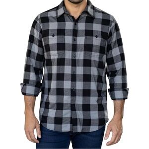 Windriver Black And Grey Plaid Fannel Shirt.